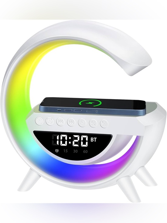 AWH Other - Wireless Charging LED Alarm Clock with Bluetooth Speaker - White